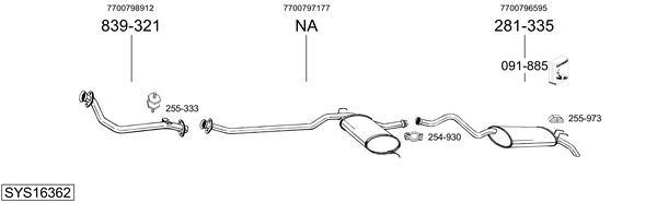 Sistema de gases de escape BOSAL SYS16362