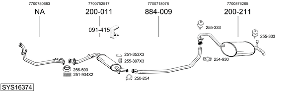 Sistema de gases de escape Renault 25