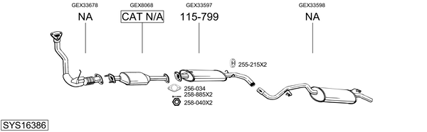 Sistema de gases de escape BOSAL SYS16386
