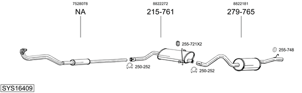 Sistema de gases de escape Saab 900 I Combi Coupe
