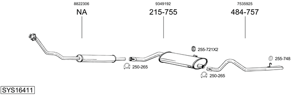 Sistema de gases de escape Saab 900 I Combi Coupe
