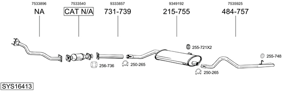 Sistema de gases de escape Saab 900 I Convertible