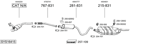 Sistema de gases de escape Saab 900 II Coupe