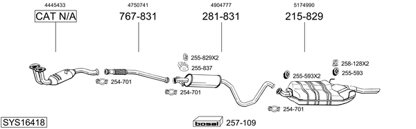 Sistema de gases de escape Saab 900 II Coupe