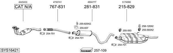 Sistema de gases de escape Saab 900 II Coupe