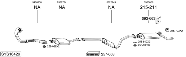 Sistema de gases de escape Saab 9000
