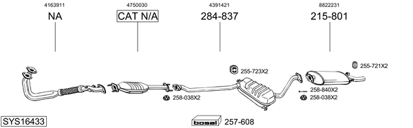 Sistema de gases de escape Saab 9000 Hatchback