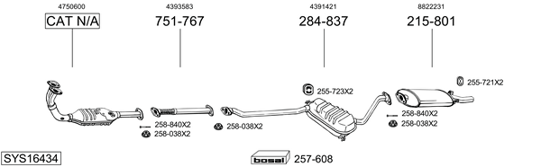 Sistema de gases de escape Saab 9000 Hatchback