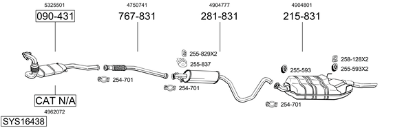 Sistema de gases de escape Saab 9-3