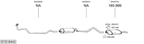 Sistema de gases de escape Vauxhall ASTRA Mk II Hatchback