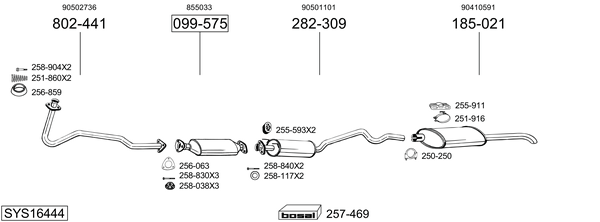 Sistema de gases de escape Vauxhall ASTRA Mk III Saloon