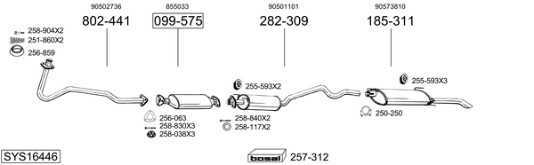 Sistema de gases de escape Vauxhall ASTRA Mk III Saloon