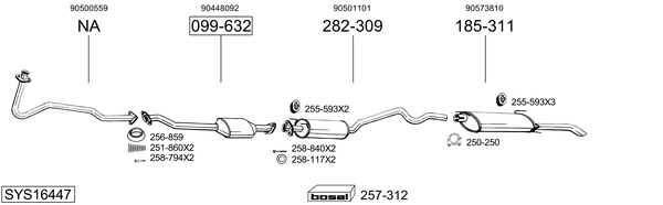 Sistema de gases de escape Vauxhall ASTRA Mk III Saloon