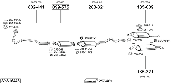 Sistema de gases de escape Vauxhall ASTRA Mk III Estate