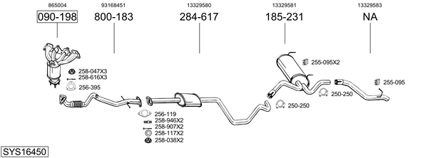 Sistema de gases de escape Vauxhall ASTRA Mk VI Estate
