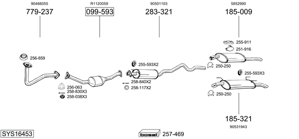 Sistema de gases de escape Vauxhall ASTRA Mk III Estate