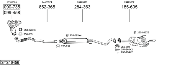 Sistema de gases de escape Vauxhall ASTRA Mk IV Saloon