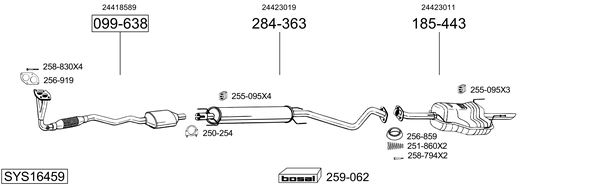 Sistema de gases de escape Vauxhall ASTRA Mk IV Estate