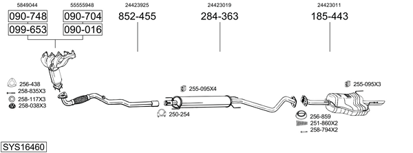 Sistema de gases de escape Vauxhall ASTRA Mk IV Estate