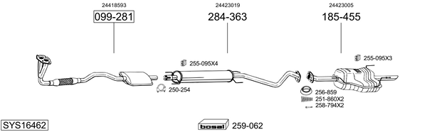 Sistema de gases de escape Vauxhall ASTRA Mk IV Hatchback