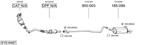 Sistema de gases de escape Vauxhall ASTRA Mk V Estate