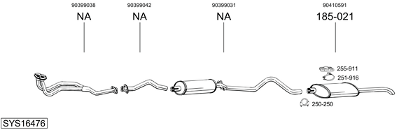 Sistema de gases de escape Vauxhall ASTRA Mk II Belmont
