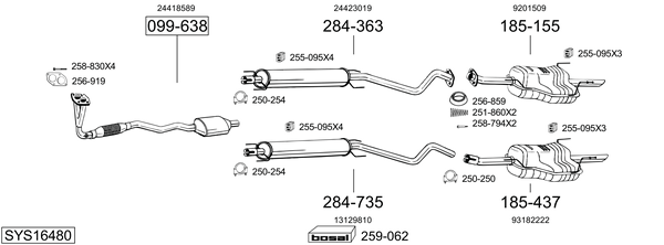 Sistema de gases de escape Vauxhall ASTRA Mk IV Coupe