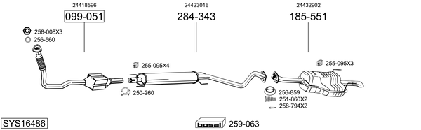 Sistema de gases de escape BOSAL SYS16486