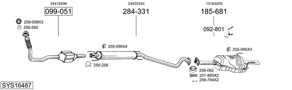 Sistema de gases de escape BOSAL SYS16487