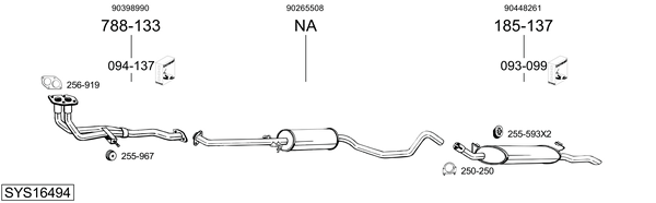Sistema de gases de escape Vauxhall CAVALIER Mk III Hatchback