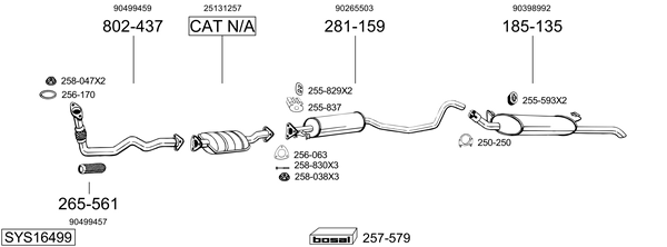 Sistema de gases de escape Vauxhall CAVALIER Mk III Saloon