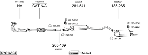 Sistema de gases de escape Vauxhall CORSA Mk I