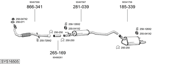Sistema de gases de escape Vauxhall CORSA Mk I