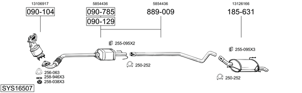 Sistema de gases de escape Vauxhall CORSA Mk II