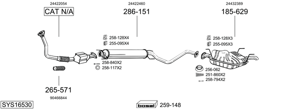 Sistema de gases de escape Vauxhall VECTRA Saloon