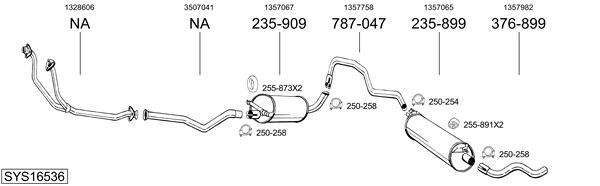 Sistema de gases de escape BOSAL SYS16536