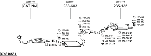 Sistema de gases de escape Volvo S40 I