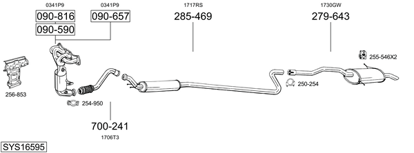 Sistema de gases de escape BOSAL SYS16595