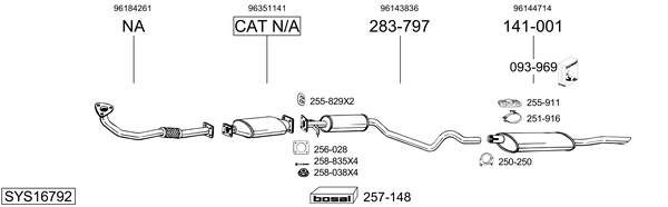 Sistema de gases de escape Daewoo ARANOS