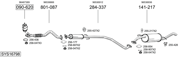 Sistema de gases de escape Chevrolet AVEO / KALOS Hatchback