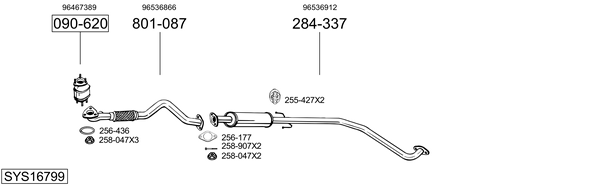 Sistema de gases de escape Chevrolet AVEO / KALOS Saloon