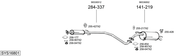 Sistema de gases de escape Chevrolet AVEO / KALOS Hatchback