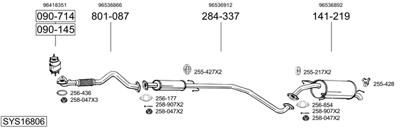 Sistema de gases de escape Chevrolet AVEO / KALOS Hatchback