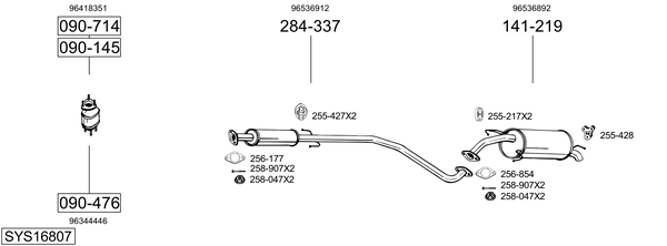 Sistema de gases de escape Chevrolet AVEO / KALOS Hatchback