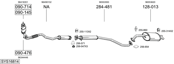 Sistema de gases de escape Daewoo LACETTI Hatchback