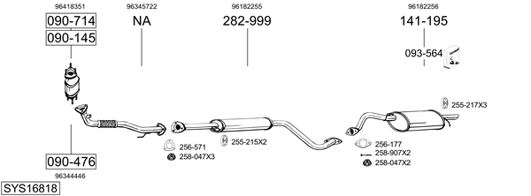 Sistema de gases de escape Daewoo LANOS