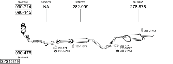 Sistema de gases de escape Daewoo LANOS Saloon