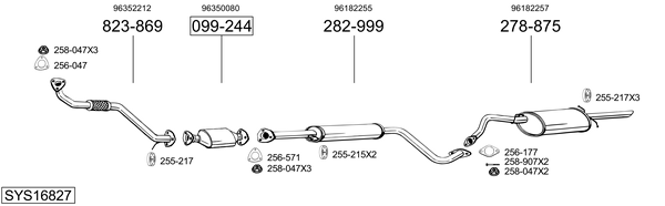 Sistema de gases de escape BOSAL SYS16827