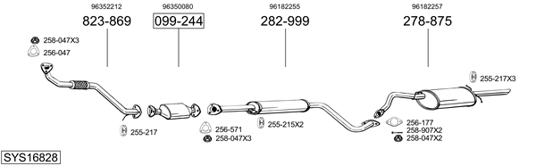 Sistema de gases de escape BOSAL SYS16828