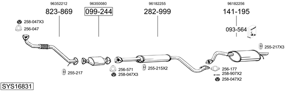 Sistema de gases de escape BOSAL SYS16831